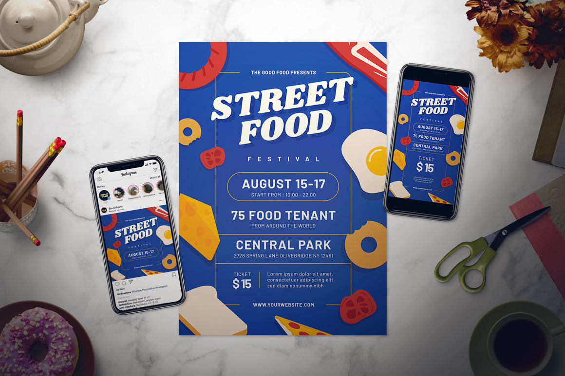 Street Food Festival Flyer Set, a Flyer Template by The Good Store