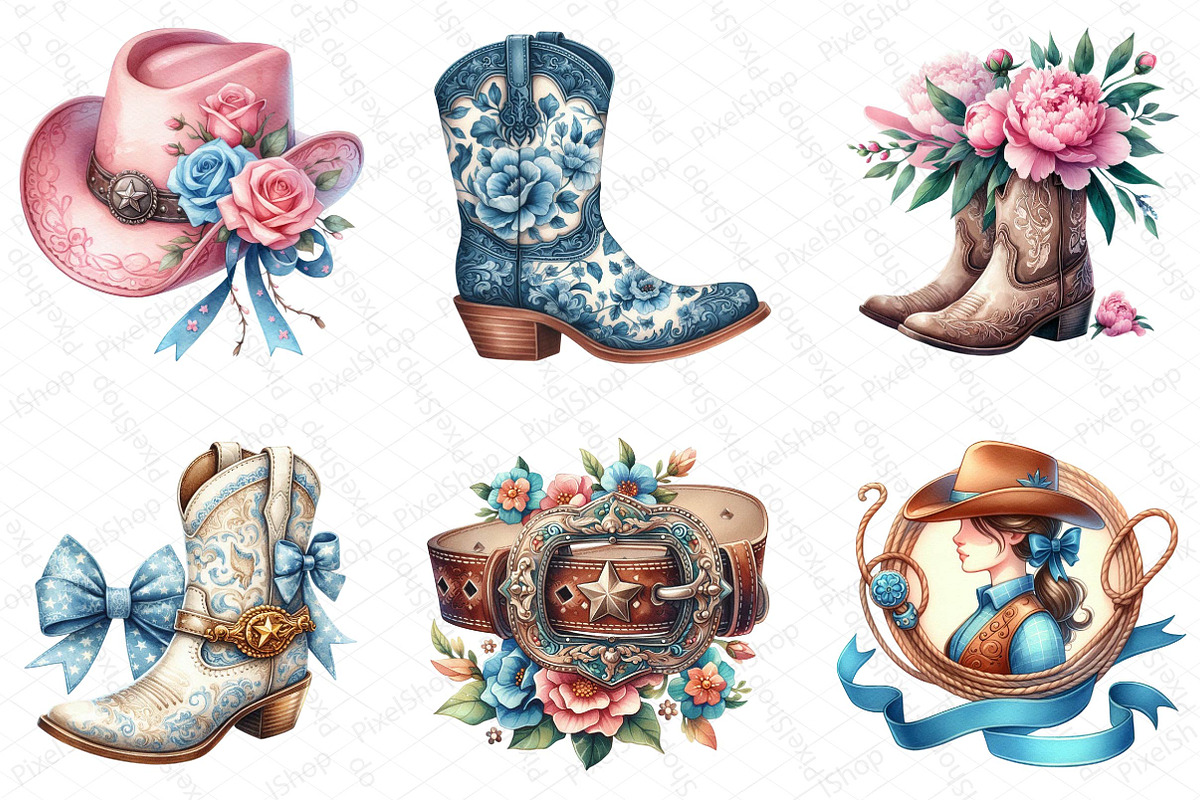 Cute Chinoiserie Cowgirl Sublimation, an Illustration by DreamPrint404 (Photo 2 of 7)