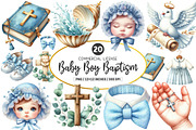 Baby Boy Baptism Watercolor Clipart, an Illustration by SinaCreation (Thumbnail 1 of 5)