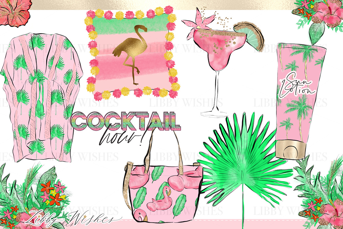 Palm Springs Tropical Clipart, an Animal Illustration by Libby Wishes (Photo 7 of 19)