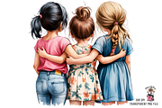 Three Girls Hugging PNG Bundle, a Graphic by Clipart Bloom (Thumbnail 4 of 11)