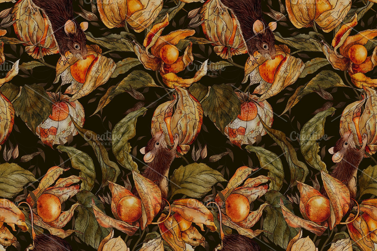 Autumn Whiskers Seamless Pattern, a Pattern Graphic by MouseGrey (Photo 4 of 4)