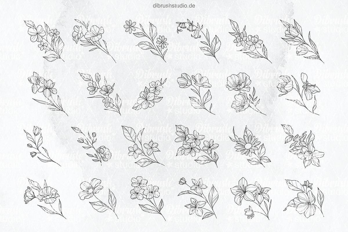 Procreate Delicate Blossom Stamps, a Brush Add-On by DiBrush Studio (Photo 3 of 6)