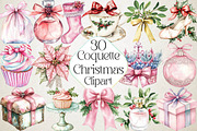 Coquette Christmas Clipart, an Illustration by DreamPrint404 (Thumbnail 1 of 6)