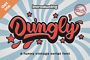 Dungly- Retro Script Fun, a Script Font by Ginart (Thumbnail 1 of 10)