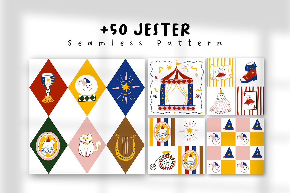 + 50 Jester Seamless Pattern, a Pattern Graphic by The Journey Atelier (Photo 1 of 17)