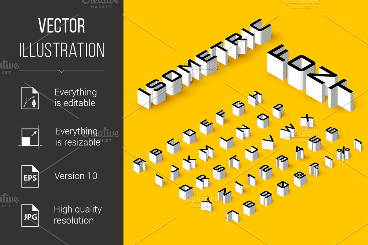 Isometric Font, a Background Graphic by DvargShop