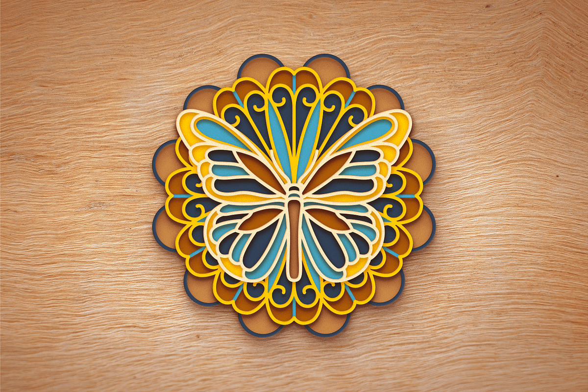 Butterfly 3D Mandala - Cut files, an Object Graphic by Arshad Ali (Photo 7 of 8)
