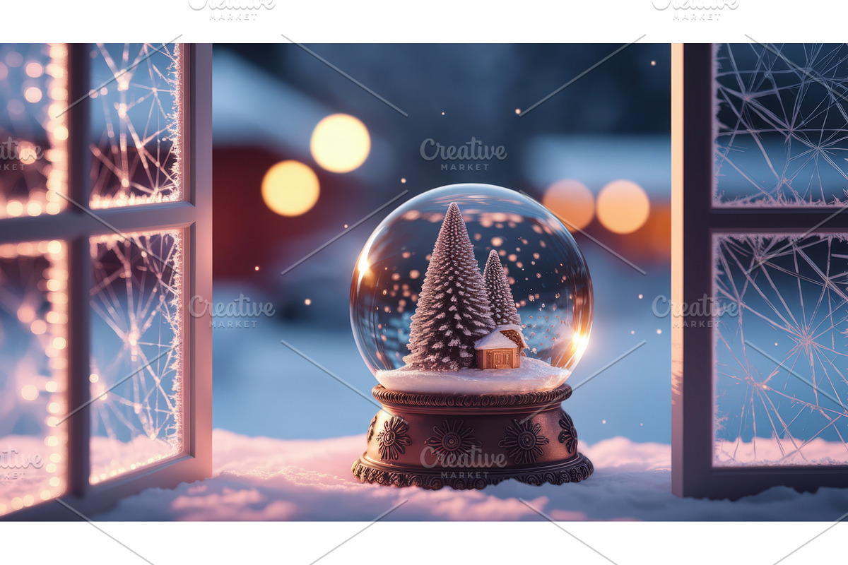 Snow globe with miniature winter, an Illustration by tilialucida