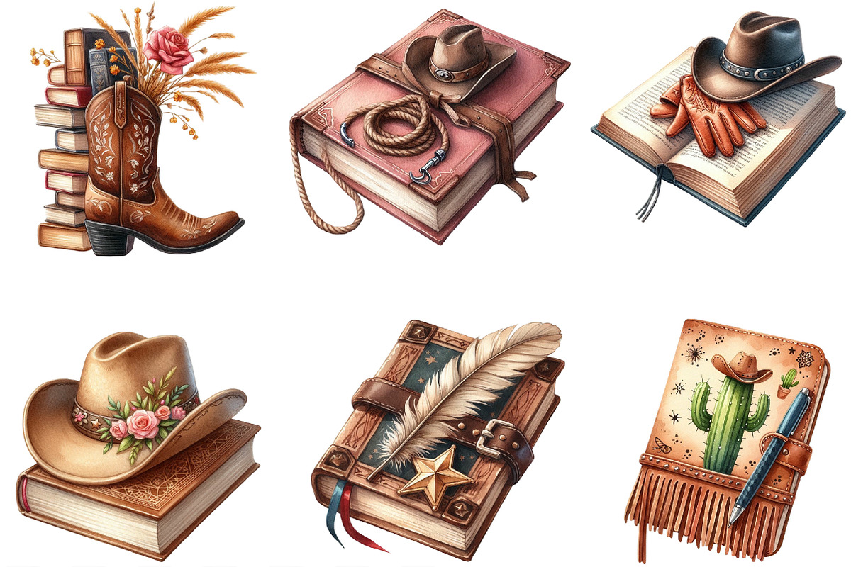 Western Cowgirl Book Clipart, an Illustration by Designking (Photo 3 of 4)