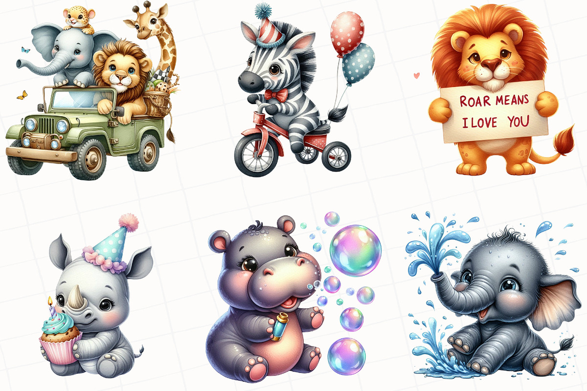 Watercolor Safari Animal Clipart, an Illustration by OK Design (Photo 2 of 5)