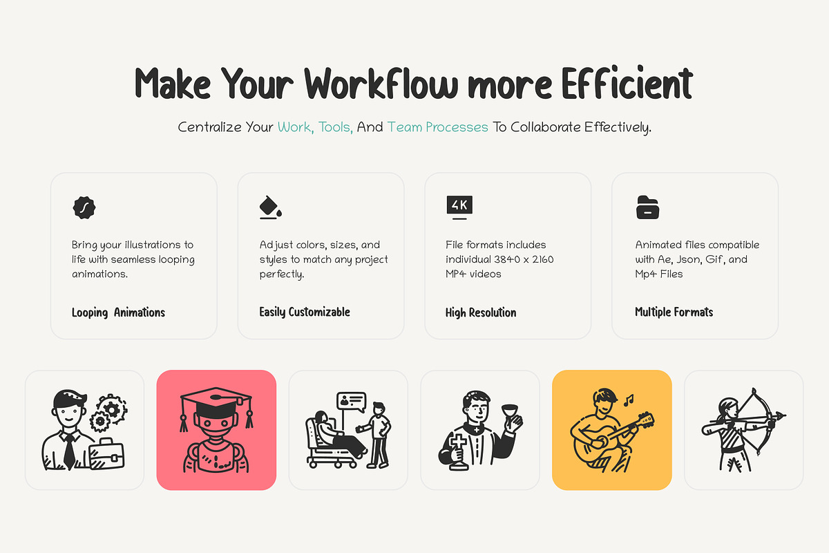 Daily Lifestyle Animations Set, an Outline Icon by Brickclay (Photo 2 of 5)