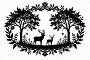 Deer Forest Border Frame Set, an Illustration by Creativeshirt (Thumbnail 5 of 7)