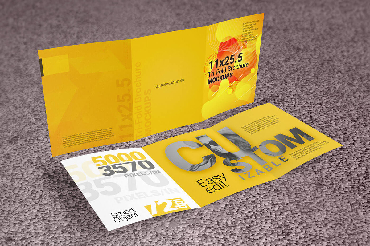 1125.5 Tri-Fold Brochure Mockup, a Mockup by Vectogravic Design (Photo 4 of 8)