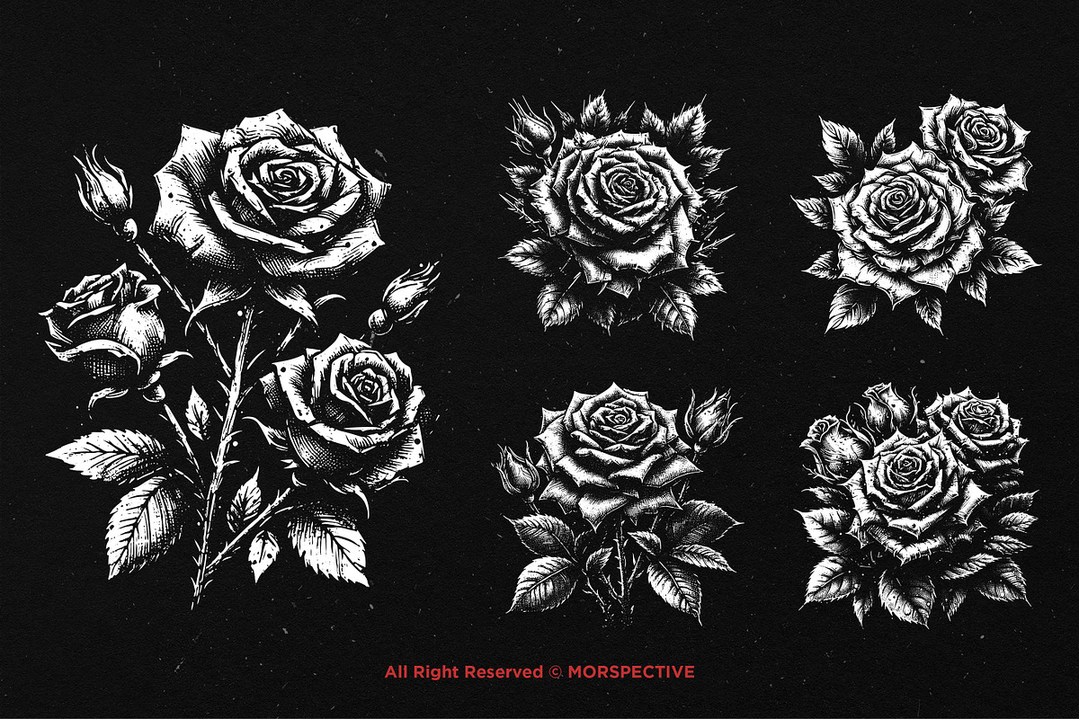 10 Bundle Dark Art Rose Flower, an Illustration by Morspective (Photo 5 of 7)