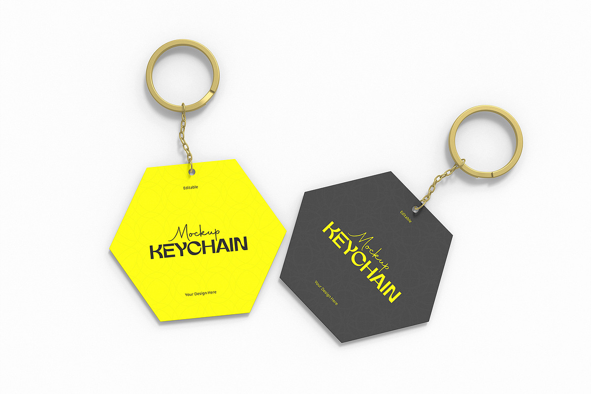 Editable Keychain Tag Mockup PSD