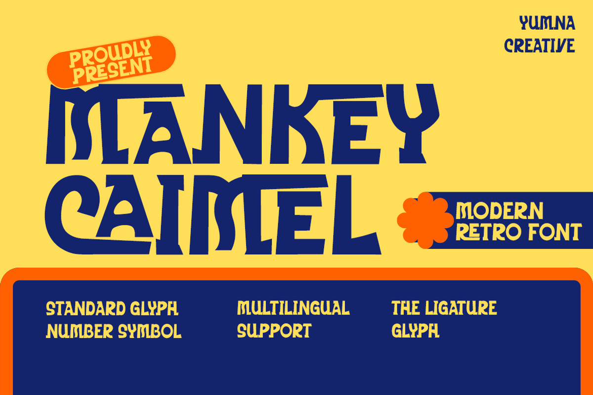 Mankey Caimel - Modern Retro Font, a Sans Serif Font by Dhabee (Photo 1 of 10)