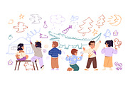 Cute kids drawing doodles on wall, a Person Illustration by PaperTrident (Thumbnail 2 of 14)