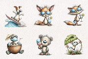 Whimsical Summer Animals Clipart, an Animal Illustration by CreationArt (Thumbnail 3 of 7)