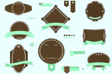 retro banner ribbons frames pack 1