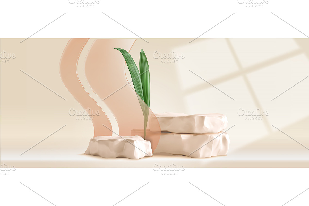 Stone podium display with geometric, an Object Illustration by art PVP - market