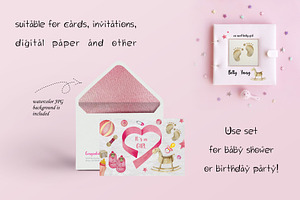 Watercolor Baby Girl Clipart