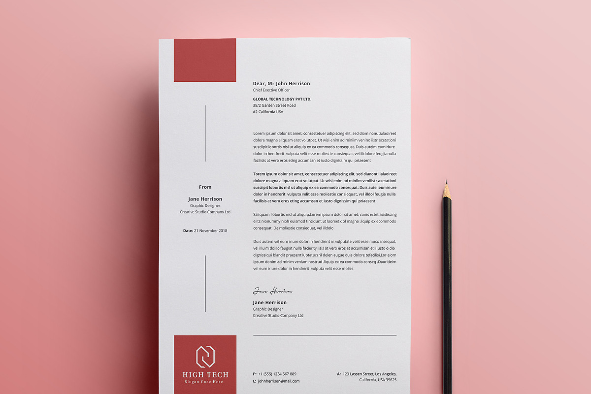 Business Letterhead Word, a Stationery Template by ResumeDevisers (Photo 7 of 8)