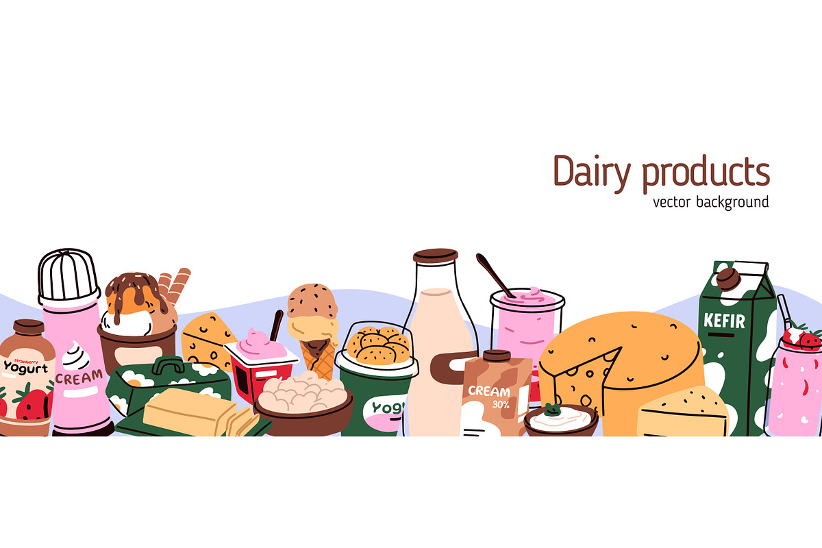 Dairy food products, milk drinks set, a Food Illustration by Good Studio (Photo 6 of 11)