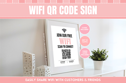 Pink & Black WiFi QR Code Sign