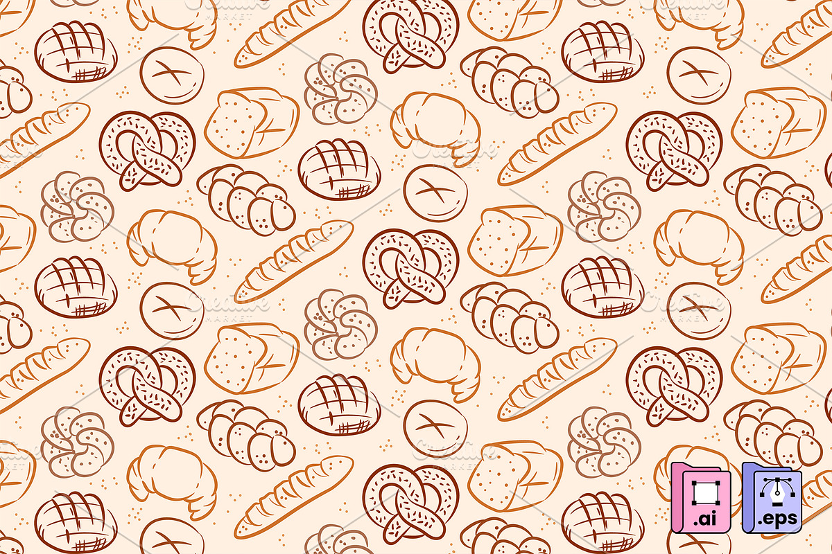 Hand-drawn Bread Pattern, a Pattern Graphic by MISS CHATZ (Photo 2 of 3)