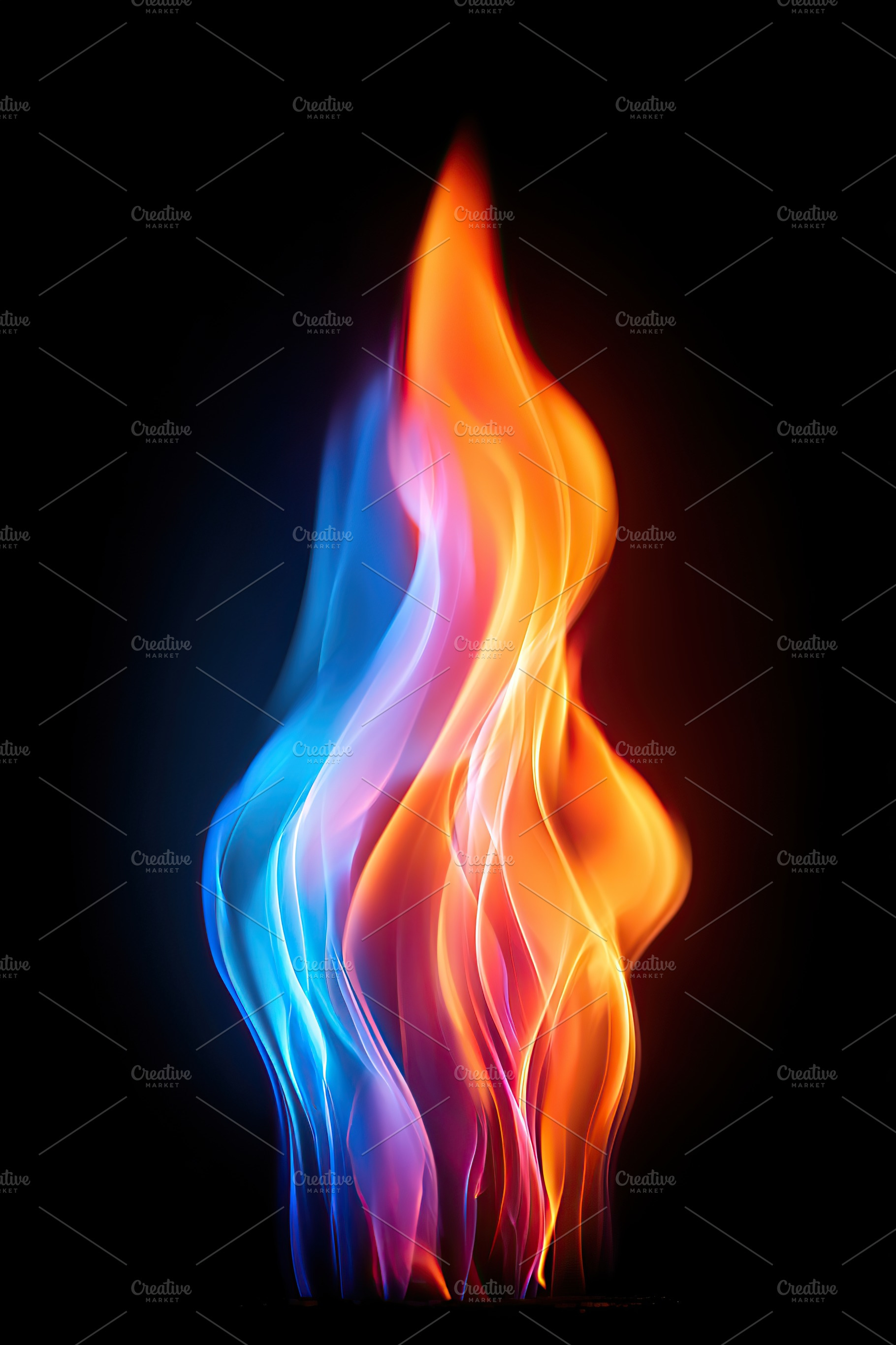 Colorful flames dancing in a dark background during a nighttime display, an Arts & Entertainment Photo by AlyaAnd