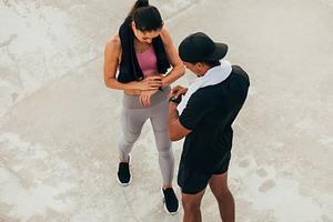 Shot from above on two athletes, a Sports & Recreation Photo by Artem Varnitsin