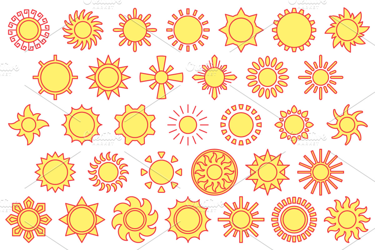 SUNS outline icons: 10 versions, an Outline Icon by beguima (Photo 3 of 11)