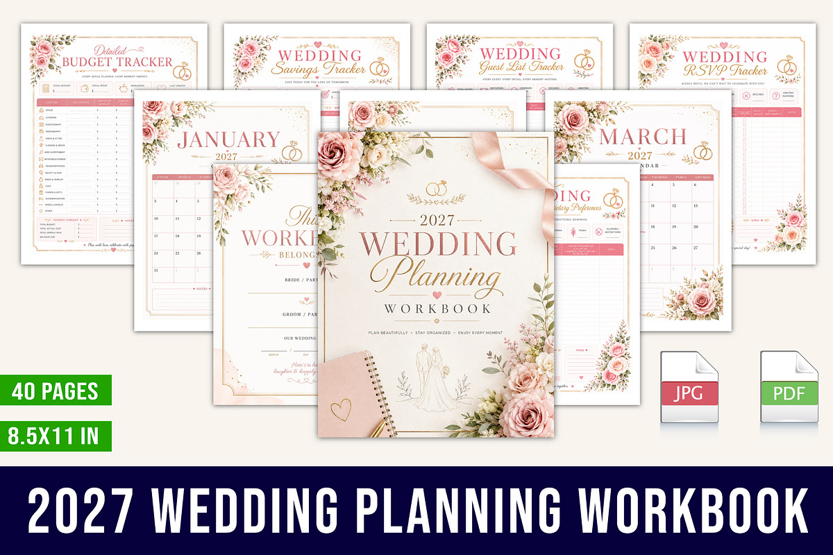 2027 Wedding Planning Workbook, a Stationery Template by Designmela01 (Photo 1 of 5)