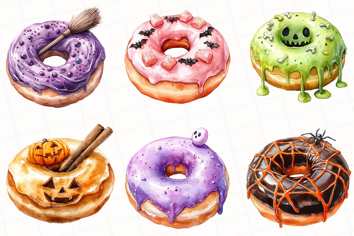 Spooky Halloween Donut Clipart, an Illustration by OK Design (Photo 3 of 5)