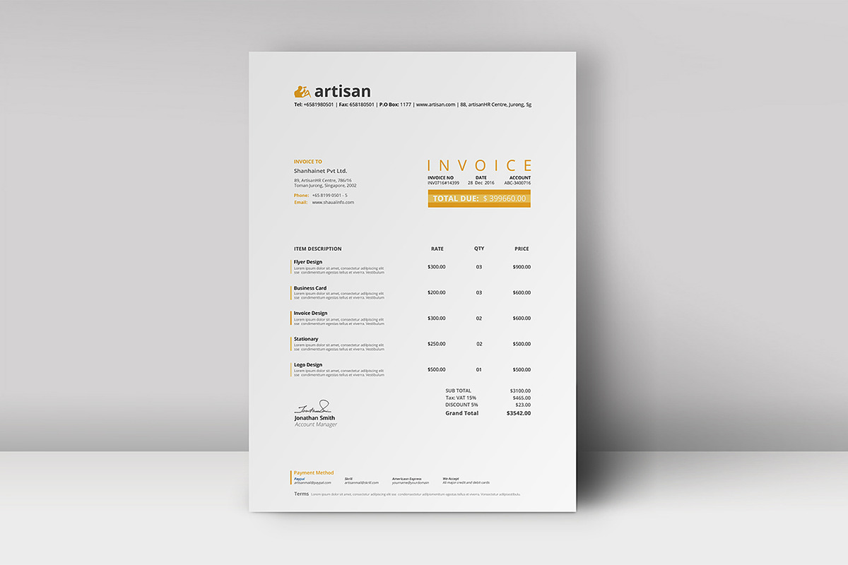 Invoice Template, a Stationery Template by artisanHR (Photo 7 of 7)