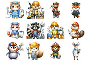 Watercolor Labor Day Animals Clipart, a Graphic by CitraGraphics (Thumbnail 3 of 4)
