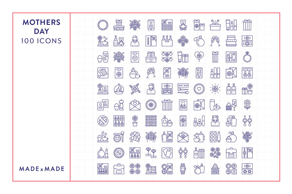Mothers Day Line Icons, an Outline Icon by Made by Made (Photo 5 of 7)