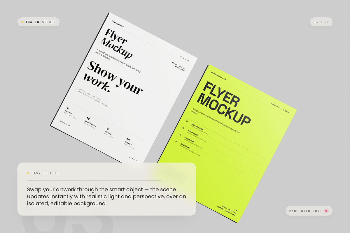 US Letter Flyer Mockup, an Advertising Mockup by Toasin Studio (Photo 3 of 7)