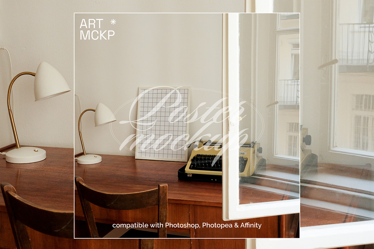 White poster frame interior mockup, a Merchandise Mockup by MCKP*ME (Photo 3 of 3)