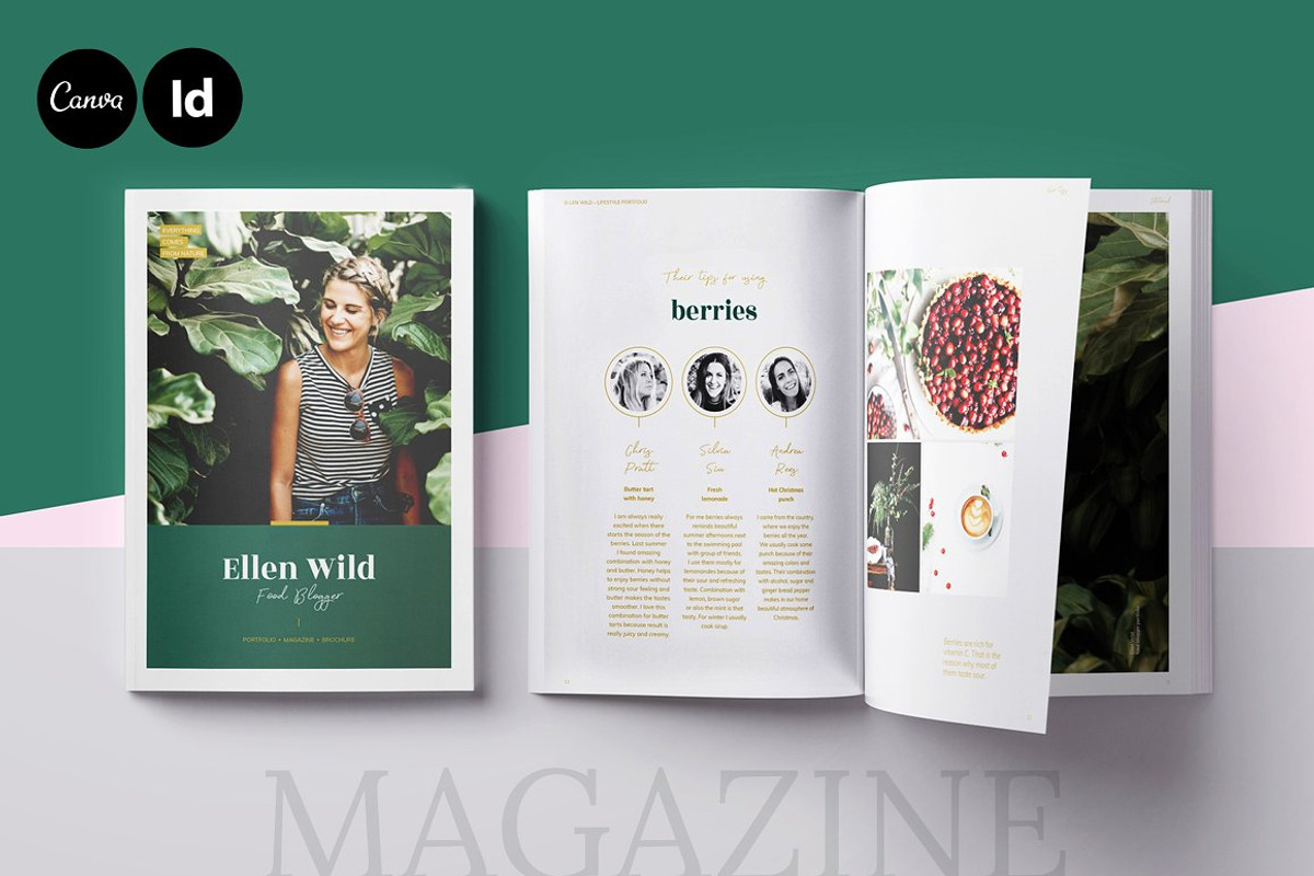 Magazine / CANVA, INDD / Ellen, a Magazine Template by Mirazz (Photo 1 of 16)
