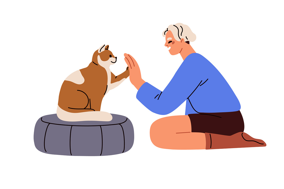 People giving high five to pets set, a Person Illustration by Good Studio (Photo 2 of 10)