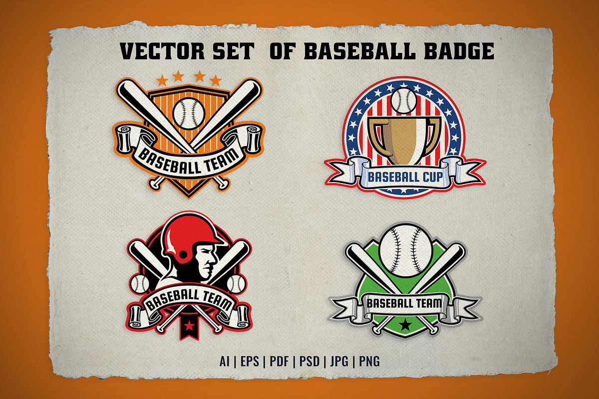 Vector Set of Baseball Badges, an Object Graphic by bazzier_graphik (Photo 1 of 2)