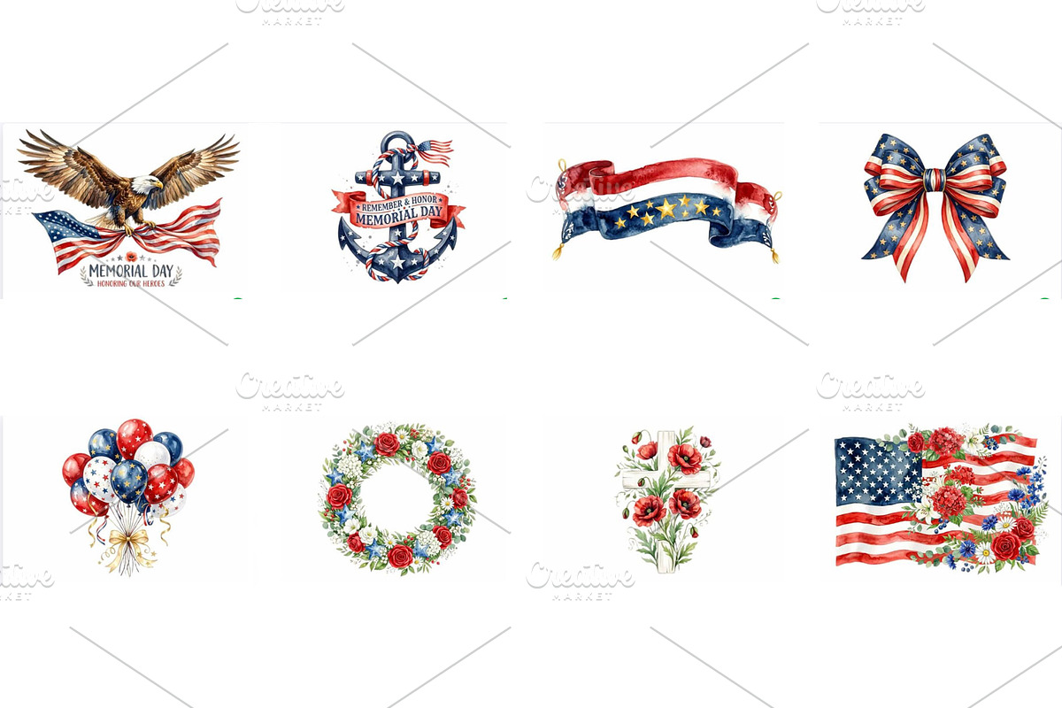Memorial Day Patriotic Clipart PNG, an Object Illustration by VetalStock (Photo 3 of 3)