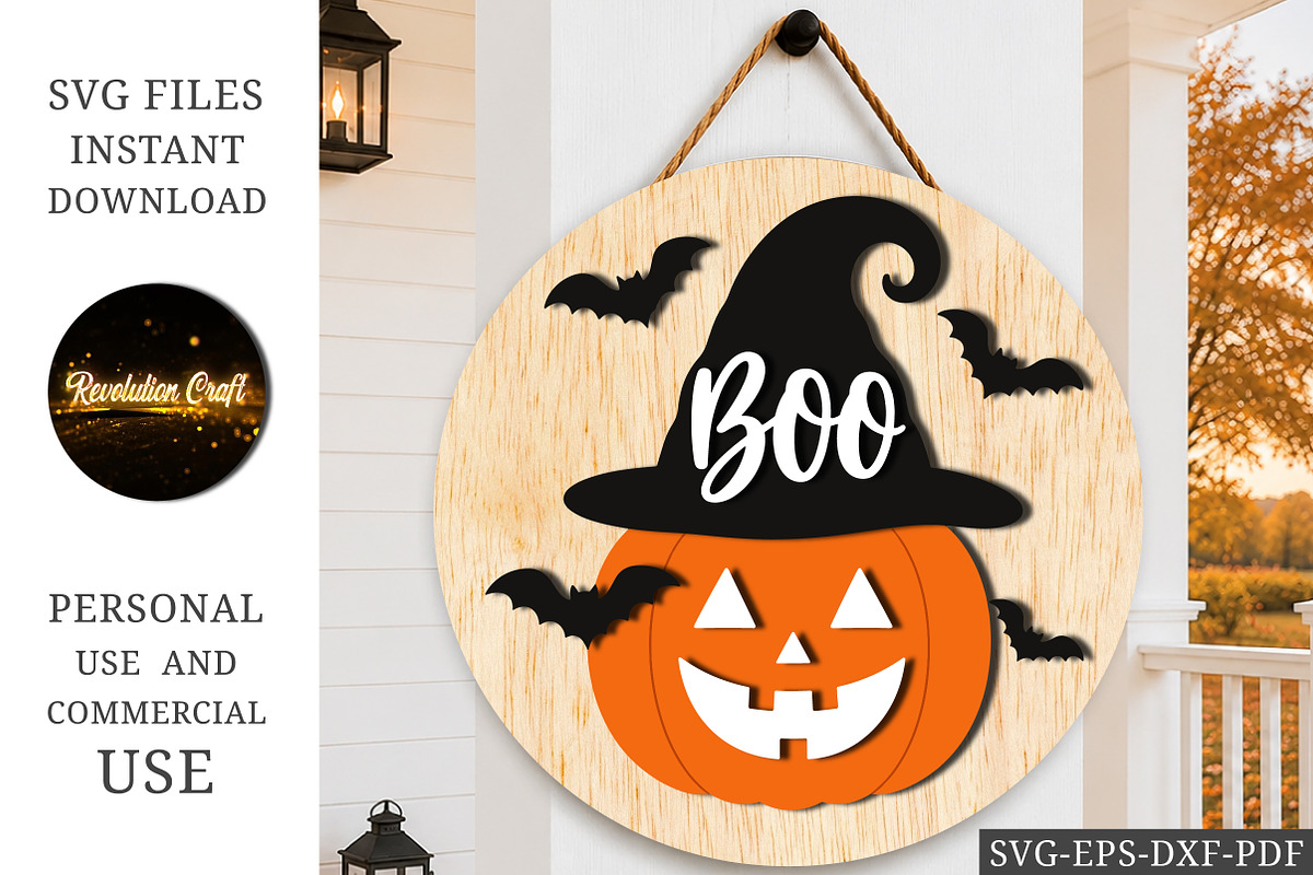 Boo Pumpkin Halloween Laser Cut SVG, an Object Graphic by OK Design (Photo 1 of 3)