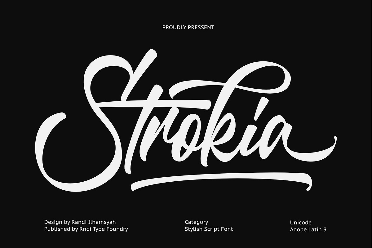Strokia, a Script Font by RNDI Type Foundry (Photo 1 of 12)