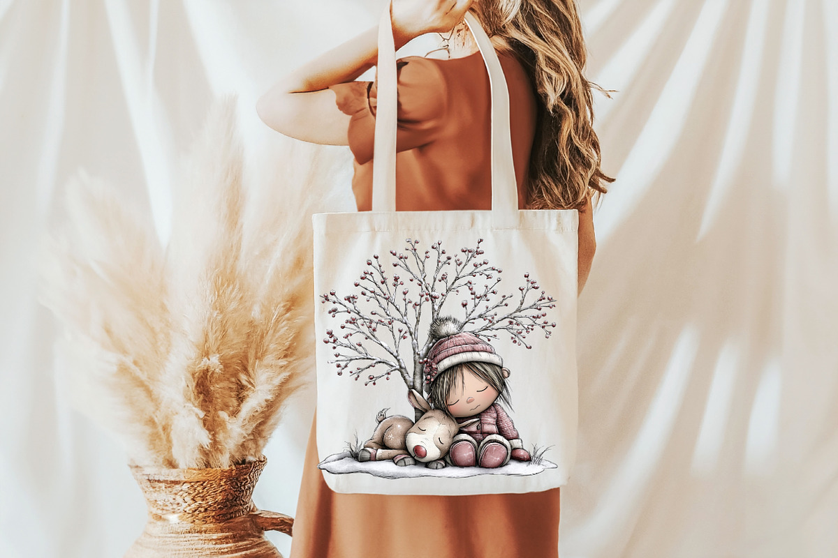 Winter Girl and Reindeer Clipart, an Illustration by Libby Wishes (Photo 7 of 9)