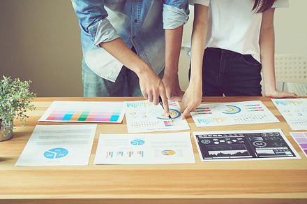 Team is analyzing work strategies containing strategy, business, and marketing, a Business Photo by sitthiphong