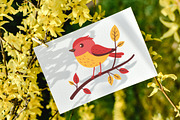 14 Cute Red Robin Bird on Tree Twig, an Animal Illustration by jongcreative (Thumbnail 7 of 8)