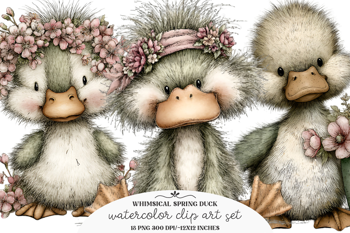 Whimsical Spring Duck Clipart Bundle, an Illustration by GatewayDesign (Photo 1 of 6)